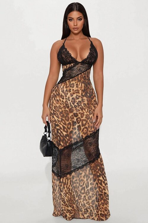 Leopard Lace Maxi Dress
